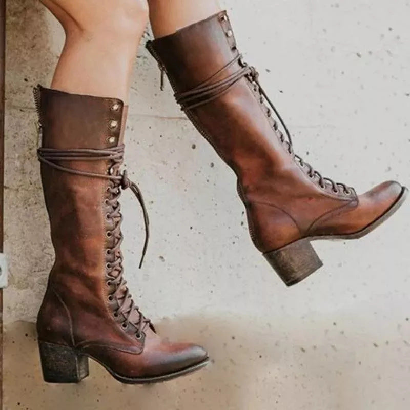 Harper | Women's Lace-Up Knee-High Orthopedic Boots