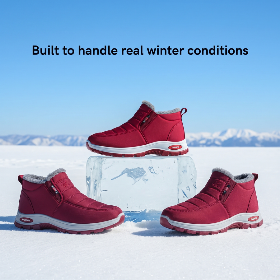 Women’s Quilted Slip On Red Ankle Boots