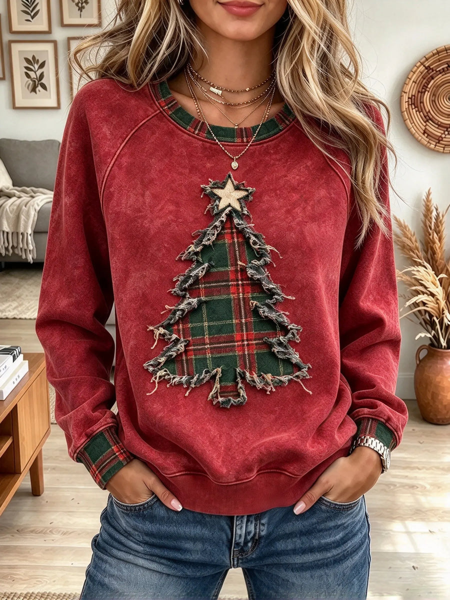 Women's Plaid Christmas Tree Sweatshirt