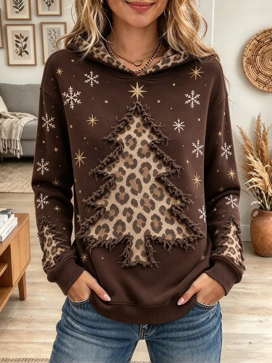 Women's Leopard Christmas Tree Hoodie