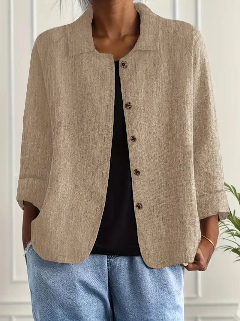 Kathleen | Boxy Crinkle-Weave Open Shirt